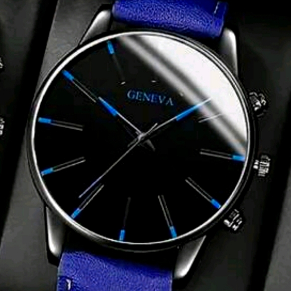 Men's Quartz Watch Suit: Classic Faux Leather Strap, Round Dial, Durability - Picture 1 of 1